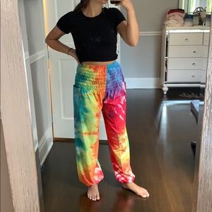 Tie dye rainbow casual pants!!